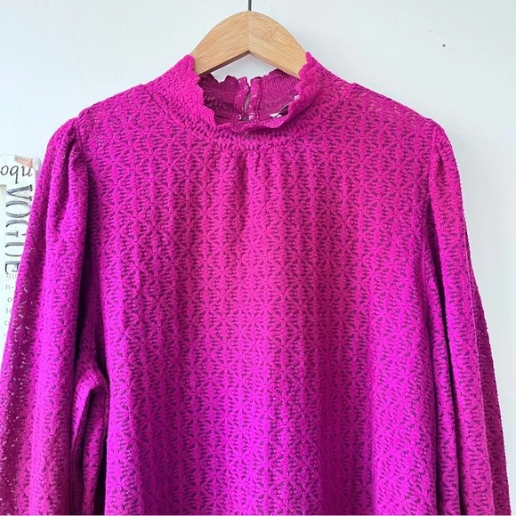 LOFT Purple Lace High Neck Feminine Modest Blouse Size XL - Picture 2 of 7